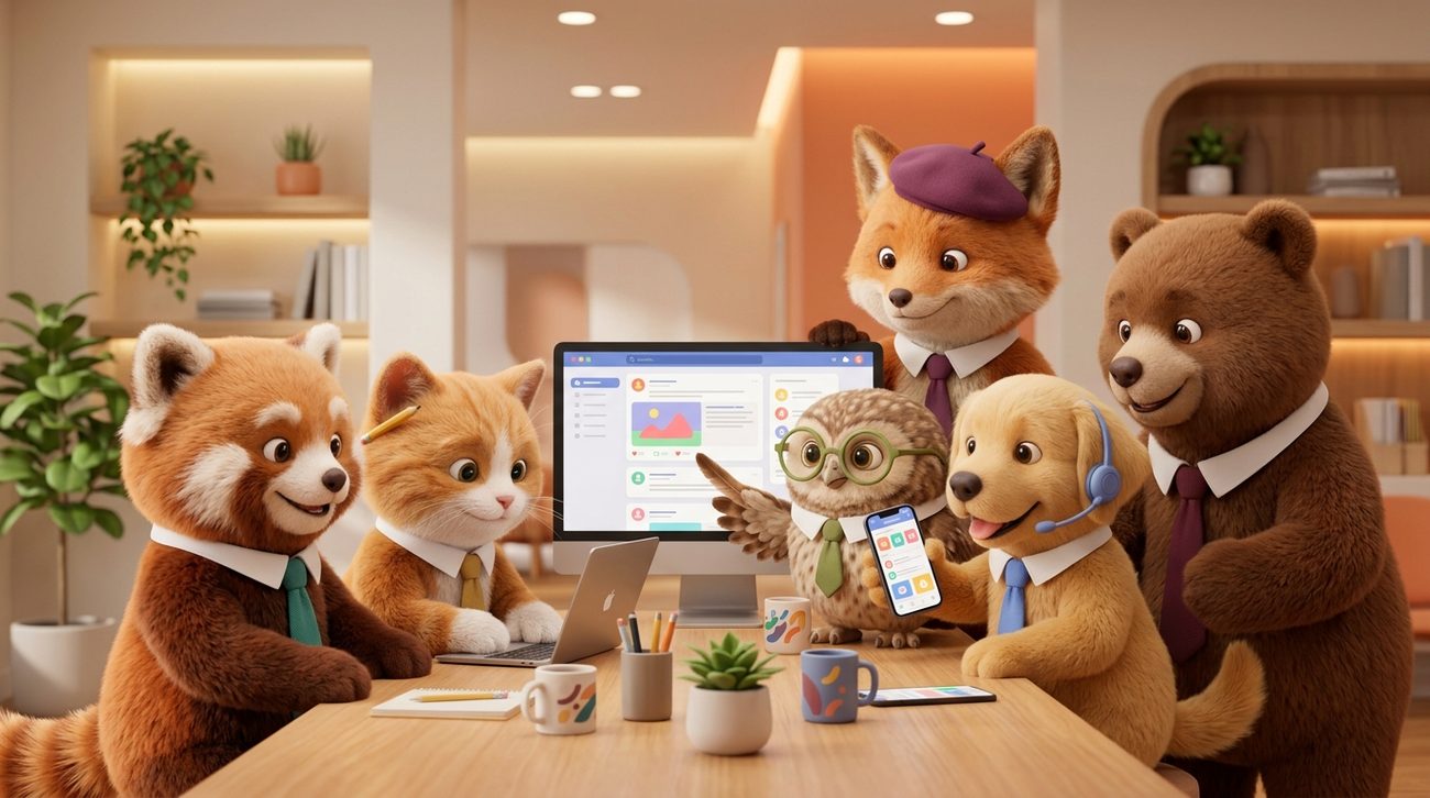 The posthell team of six AI characters working together