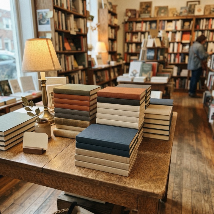 Sample bookshop post image, generated in posthell